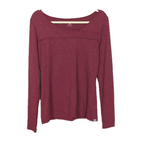 HORNY TOAD Red Microstripe Oolong Tee Long Sleeve Boat Neck Women's Medium - Picture 1 of 4